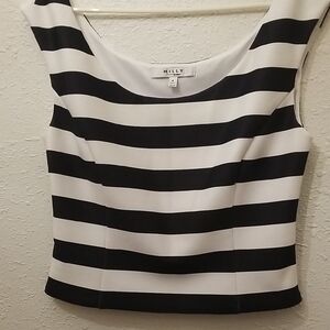 Milly Bold Striped Crop Top in Black and White